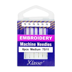 Klasse Sewing Machine Needles, EMBROIDERY Size 75/11, Pack of 6 Needles