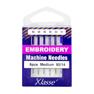 Klasse Sewing Machine Needles, EMBROIDERY Size 90/14, Pack of 6 Needles