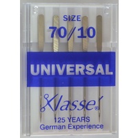 Klasse Sewing Machine Needles, UNIVERSAL Size 70 / 10, Pack of 5 Needles