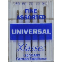 Klasse Sewing Machine Needles, UNIVERSAL Fine Assorted Mix, Pack of 5 Needles