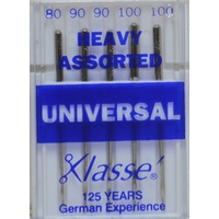 Klasse Sewing Machine Needles, UNIVERSAL Heavy Assorted Mix, Pack of 5 Needles