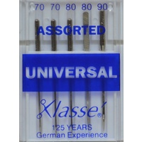 Klasse UNIVERSAL Assorted Mix Sewing Machine Needles (70; 80; 90), Pack of 5 Needles