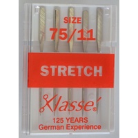 Klasse Sewing Machine Needles, STRETCH Size 75 / 11, Pack of 5 Needles