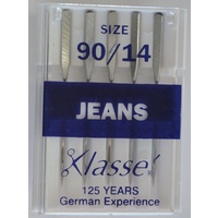 Klasse Sewing Machine Needles, JEANS Size 90 / 14, Pack of 5 Needles