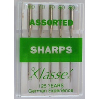 Klasse Sewing Machine Needles, SHARPS Assorted Mix, Pack of 5 Needles
