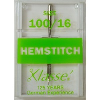 Klasse Sewing Machine Needles, HEMSTITCH Size 100 / 16, Pack of 1 Needle, (AKA WING NEEDLE)