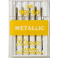 Klasse Sewing Machine Needles, METALLIC Size 90 / 14, Pack of 5 Needles (AKA METALFIL)