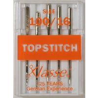 Sewing Machine Needles, TOPSTITCH Size 100 / 16, Pack of 5 Needles