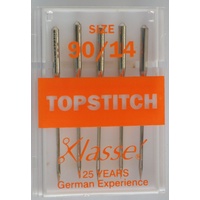 Klasse Sewing Machine Needles, TOPSTITCH Size 90 / 14, Pack of 5 Needles