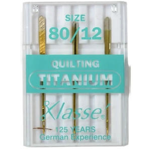 Klasse Sewing Machine Needles, QUILTING TITANIUM Size 80 / 12, Pack of 3 Needles