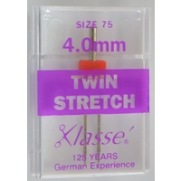 Klasse Sewing Machine Needles, TWIN STRETCH 4.0mm 75/11, Pack of 1 Needle