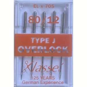Klasse Overlocker Needles, TYPE J, ELx705, Pack of 5 Needles, Serger Needles