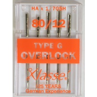 Klasse Overlocker Needles, TYPE G, 705H, 2020 Sz 80, Pack of 5 Needles, Serger Needles