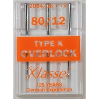 Klasse Overlocker Needles, TYPE K, 16x75, 2054, Sz 80, Pack of 3 Needles, Serger Needles