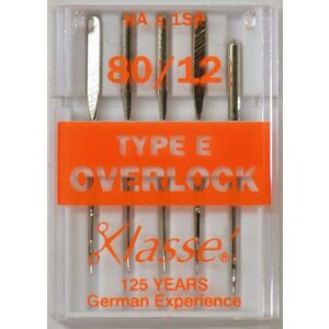 Klasse Overlocker Needles, TYPE E, HAx1SP, Sz 80, Pack of 5 Needles, Serger Needles