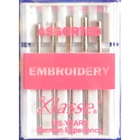 Klasse Sewing Machine Needles, EMBROIDERY ASSORTED (75; 90), Pack of 5 Needles