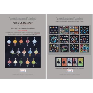 Batik Australia Applique Pattern, EMU CHORUSLINE