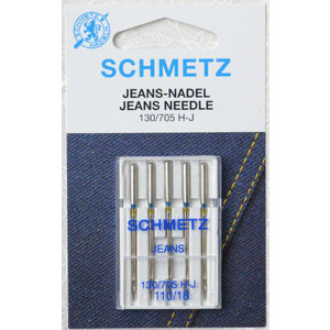 Schmetz Sewing Machine Needle JEANS Size 110 / 18, Pack of 5 Needles, 130/705H-J System