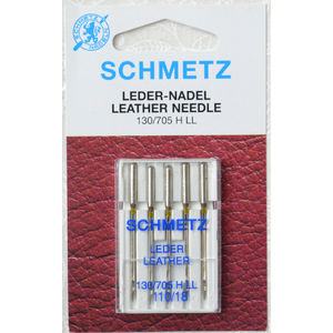 Schmetz Sewing Machine Needles, LEATHER Size 110/18, Pack of 5 Needles, 130/705H-J System