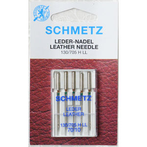 Schmetz Sewing Machine Needles, LEATHER Size 70 / 10, Pack of 5 Needles, 130/705H-J System