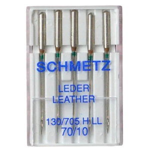 Schmetz Sewing Machine Needles, LEATHER Size 70 / 10, Pack of 5 Needles, 130/705H-J System