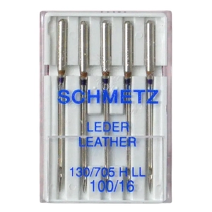 Schmetz Sewing Machine Needles, LEATHER Size 80 / 12, Pack of 5 Needles, 130/705H-J System