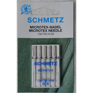 Schmetz Machine Needles, MICROTEX Size 60/8, Pack 5 Needles, 130/705H-J System