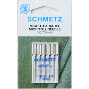 Schmetz Machine Needles, MICROTEX Size 70/10, Pack 5 Needles, 130/705H-J System