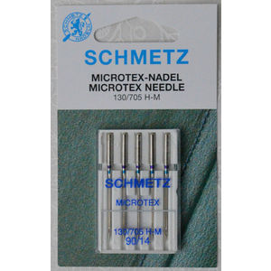 Schmetz Machine Needles, MICROTEX Size 90/14, Pack 5 Needles, 130/705H-J System