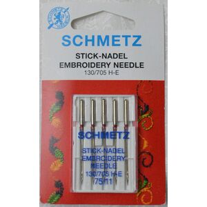 Schmetz Machine Needle EMBROIDERY Size 75 / 11, Pack of 5 Needles