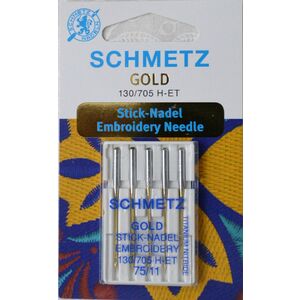Schmetz Machine Needle Embroidery GOLD Size 75 / 11, Pack of 5 needles (TP)