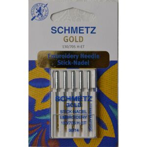 Schmetz Machine Needle Embroidery GOLD Size 90 / 14 Pack of 5 Needles (TP)
