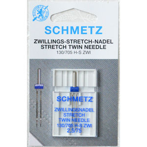 Schmetz Sewing Machine Needle, TWIN STRETCH Sizes 75, 2.5mm, 1 Needle, System 130/705H