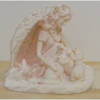 New Boxed, Guardian Angel of all Animals in Ivory Coloured Resin, 90mm Statue