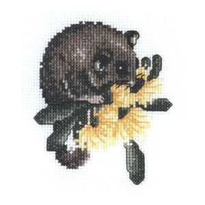 DMC Baby Possum, Australiana Cross Stitch Kit 15 x 15cm 18ct Aida, AXRS.001