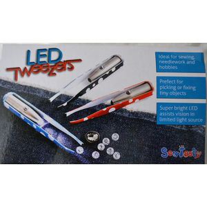 Sew Tasty LED 3.5" Tweezers For Sewing, Needlework & Hobbies, Battery Included