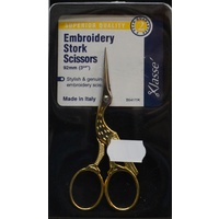 Klasse Superior Quality 92mm (3.5&quot;) Stork Embroidery Scissors, Gold Plated Handles