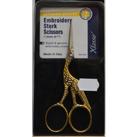 Klasse Superior Quality Stork Embroidery Scissors 115mm, Gold Plated Handles
