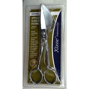 KLASSE Duckbill Applique Scissors, Bent Handle, Stainless Steel, Lifetime Guarantee