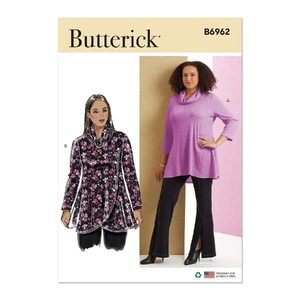 Women’s Knit Tops Sizes 30W-38W, Butterick Sewing Pattern 6962w3