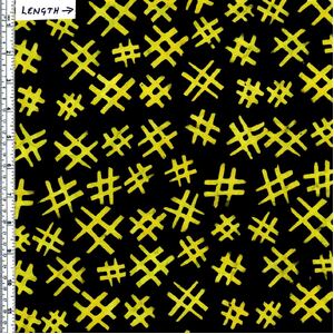 Batik Australia BA1276 Hashes Yellow/Black 110cm Wide Cotton Fabric