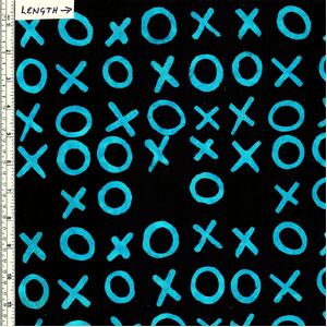 Batik Australia BA1282 Noughts &amp; Crosses Blue/Black 110cm Wide Cotton Fabric