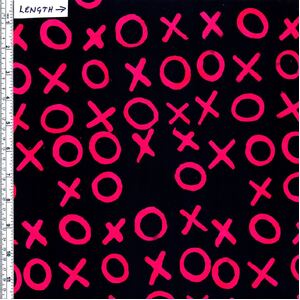 Batik Australia BA1285 Noughts &amp; Crosses Fuchsia/Black 110cm Wide Cotton Fabric