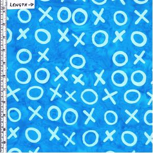 Batik Australia BA1294 Noughts &amp; Crosses White/Blue 110cm Wide Cotton Fabric