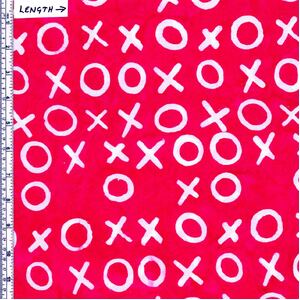 Batik Australia BA1297 Noughts &amp; Crosses White/Fuchsia 110cm Wide Cotton Fabric