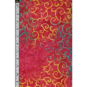 Batik Australia BA45-485 Fronds Red 110cm Wide Cotton Fabric