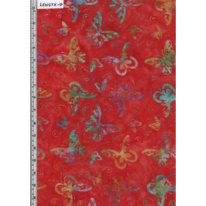 Batik Australia BA45-800 Bugs Butterfly RED 110cm Wide Cotton Fabric