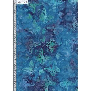57cm REMNANT Batik Australia BA45-810 Bugs Butterfly Blue 110cm Wide Cotton Fabric