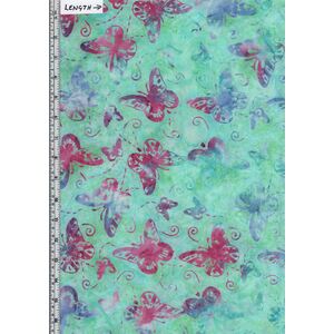 Batik Australia BA45-819 Bugs Butterfly Aqua 110cm Wide Cotton Fabric