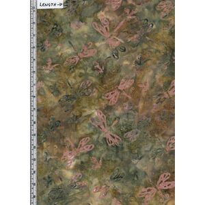 Batik Australia BA45-828 Bugs Dragonfly Khaki Earth 110cm Wide Cotton Fabric